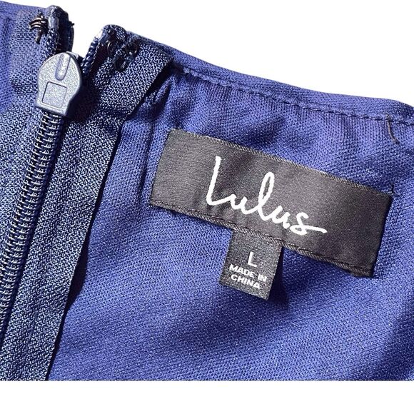 NWT Lulus Simply Elegant Sequin Maxi Dress Size L Navy Blue Side Slit - Picture 4 of 15